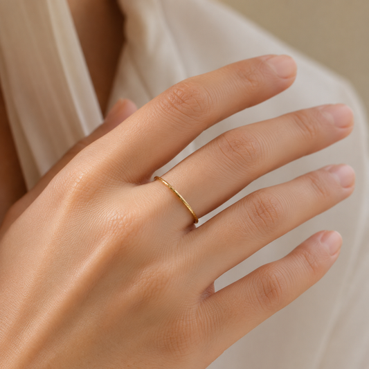 1.5mm Hammered Gold-filled Stackable Ring
