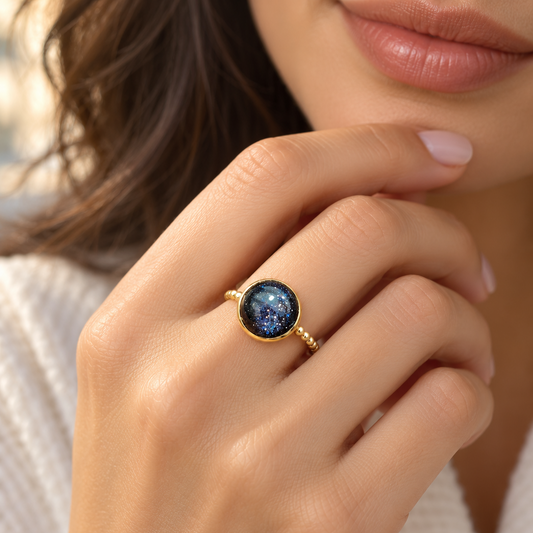 Blue Sandstone Cabochon Ring – One-of-a-Kind