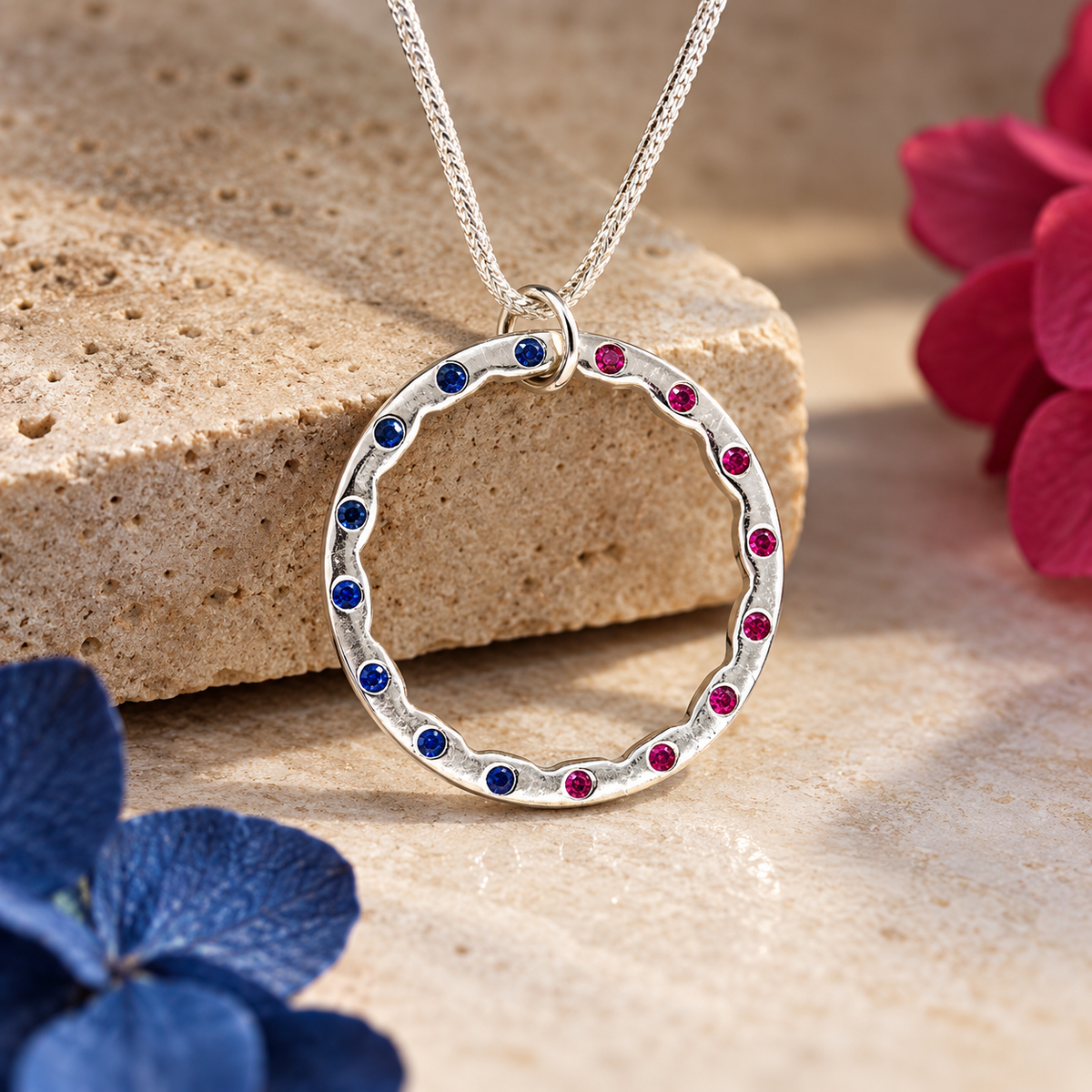 Fortune Wheel – Day and Night | Ruby & Blue Sapphire Necklace