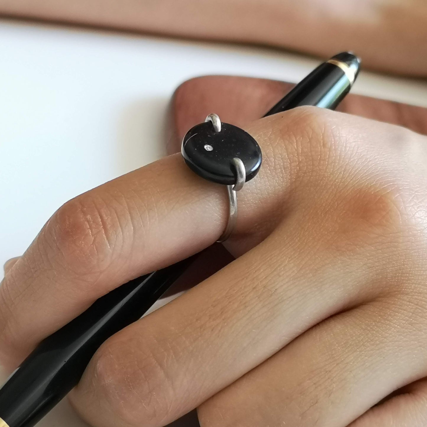 Starry Night Ring– Vegetable Ivory with a Natural Diamond