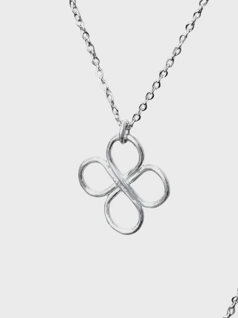Clover Sterling Silver Necklace – Fortune & Infinity Symbol Pendant
