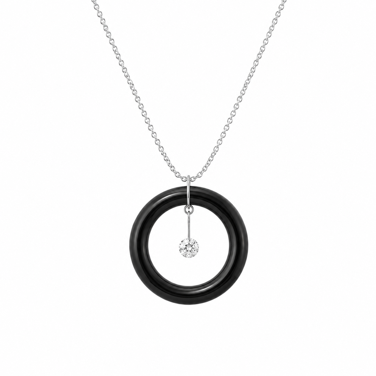 The Core Necklace – White Diamond & Black Vegetable Ivory