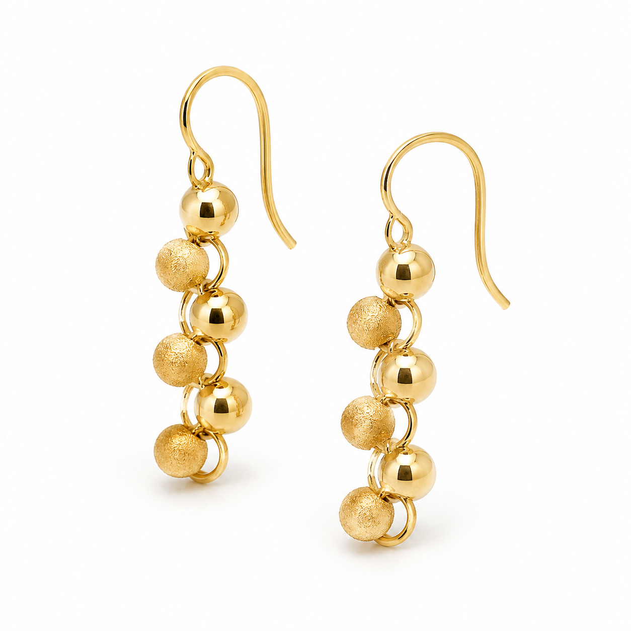 Cascade Earrings – Gold-filled Beads Waterfall Design