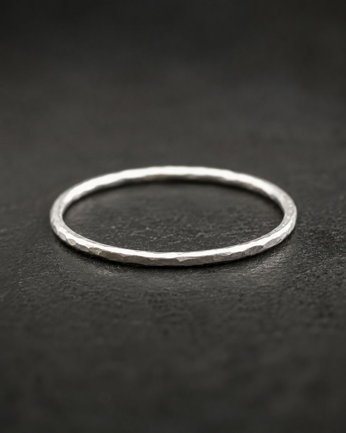 1.5mm Hammered Sterling Silver Stackable Ring