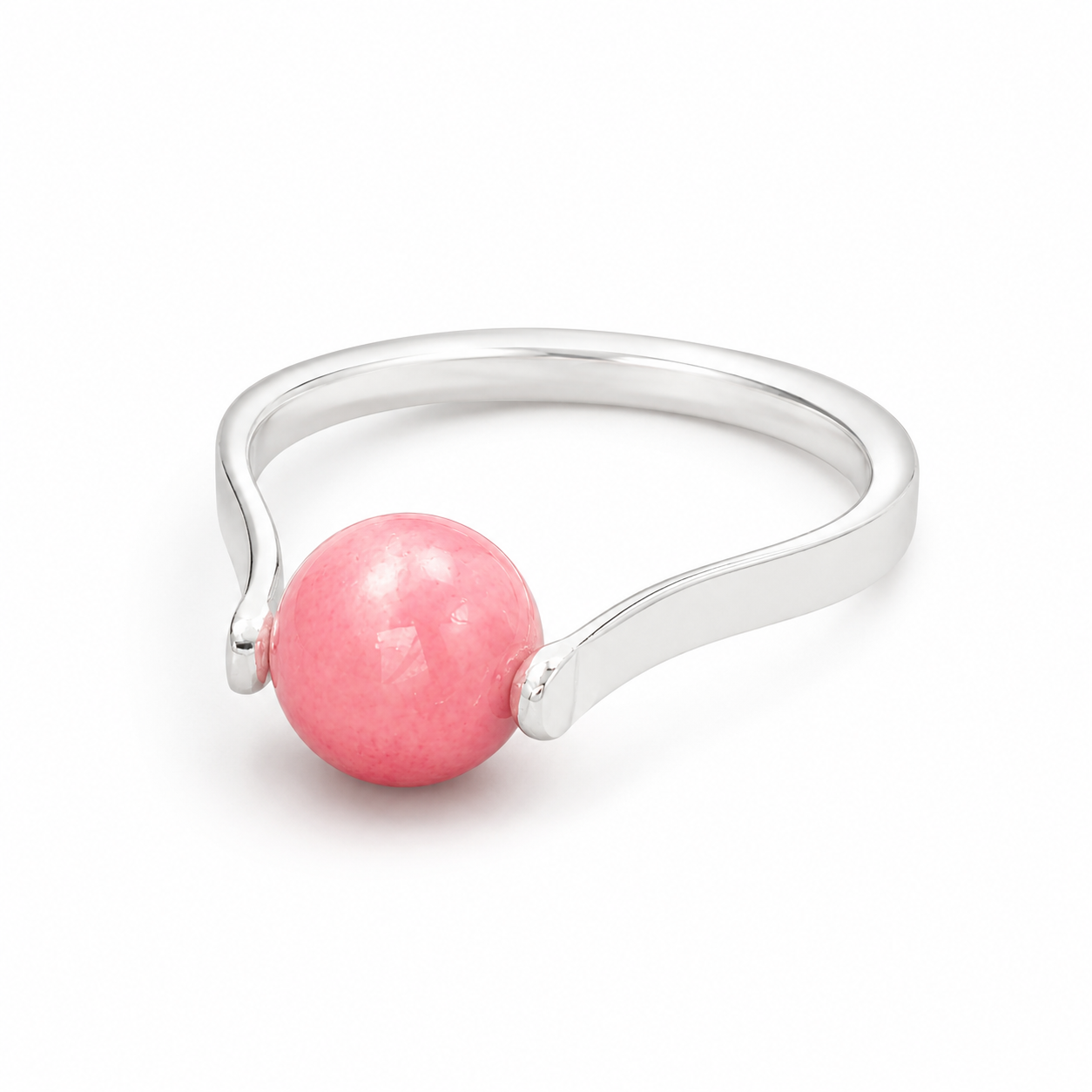 Red Jade Swivel Ring in Sterling Silver – Handmade Rotating Ring