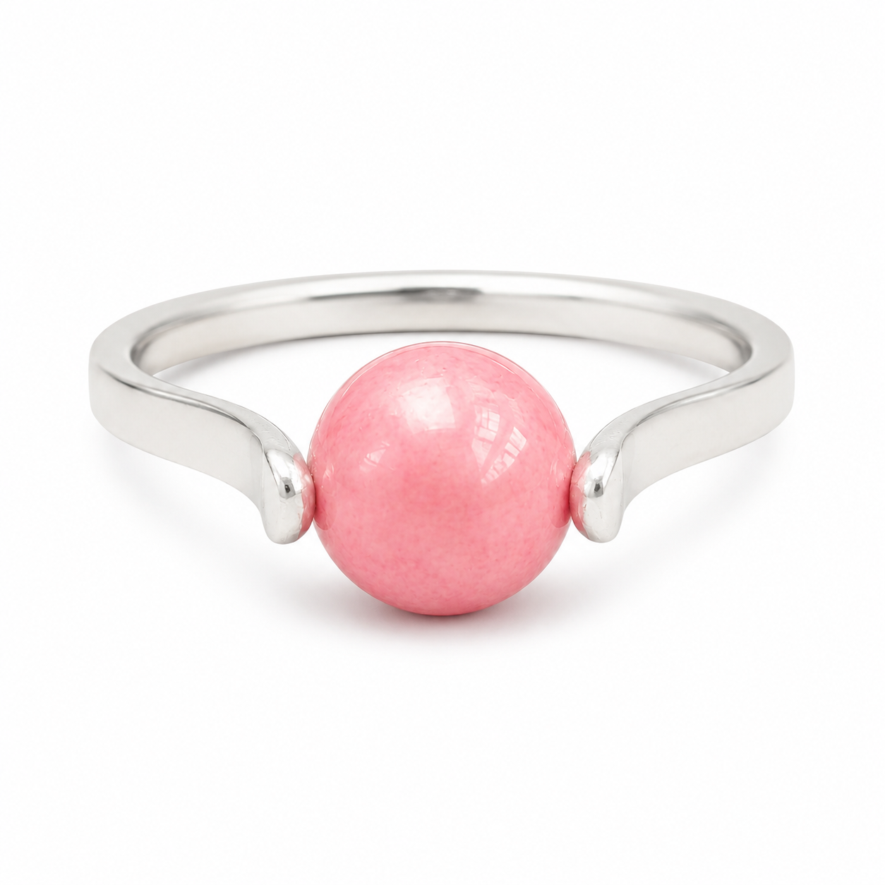 Red Jade Swivel Ring in Sterling Silver – Handmade Rotating Ring