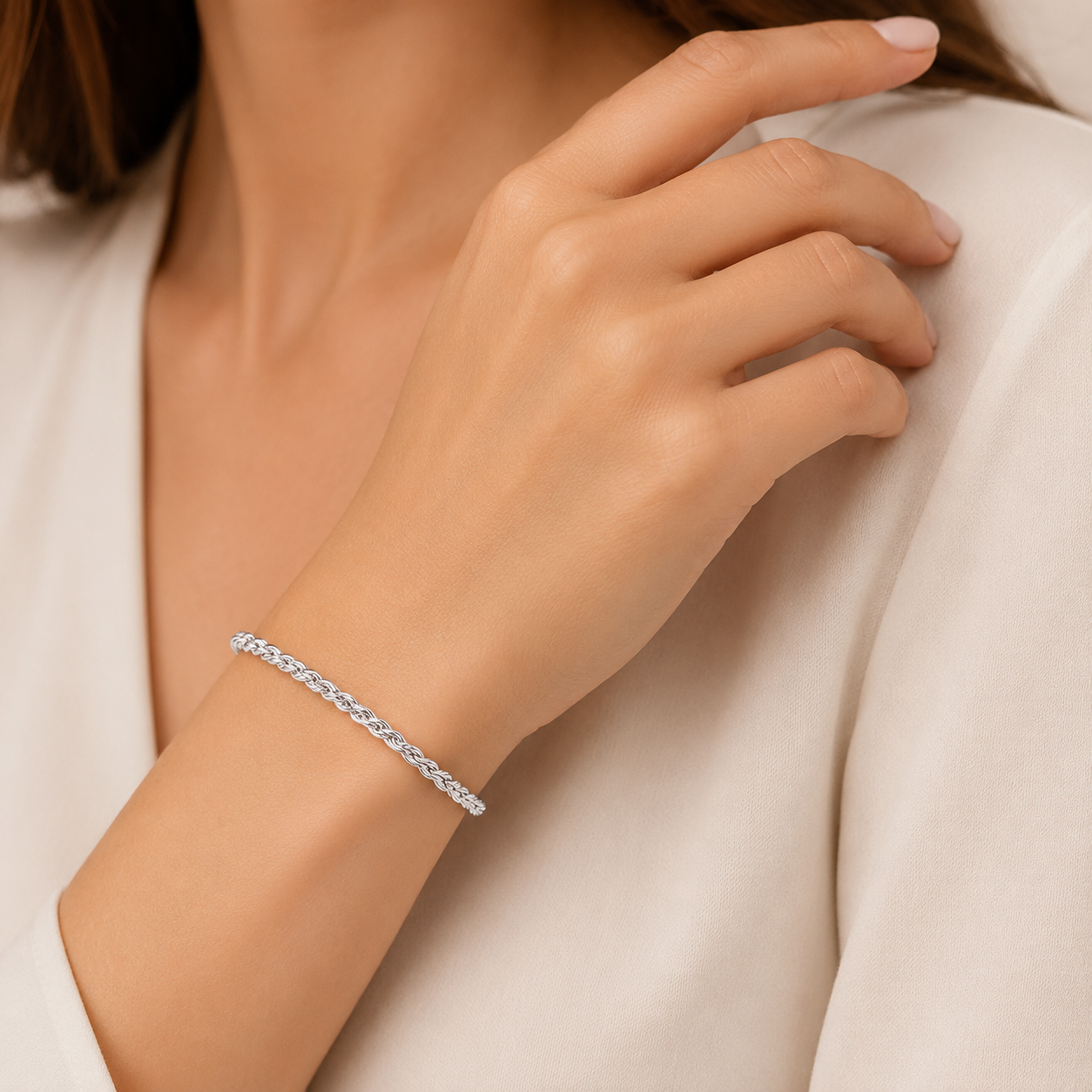 Rope Chain Bracelet in Sterling Silver