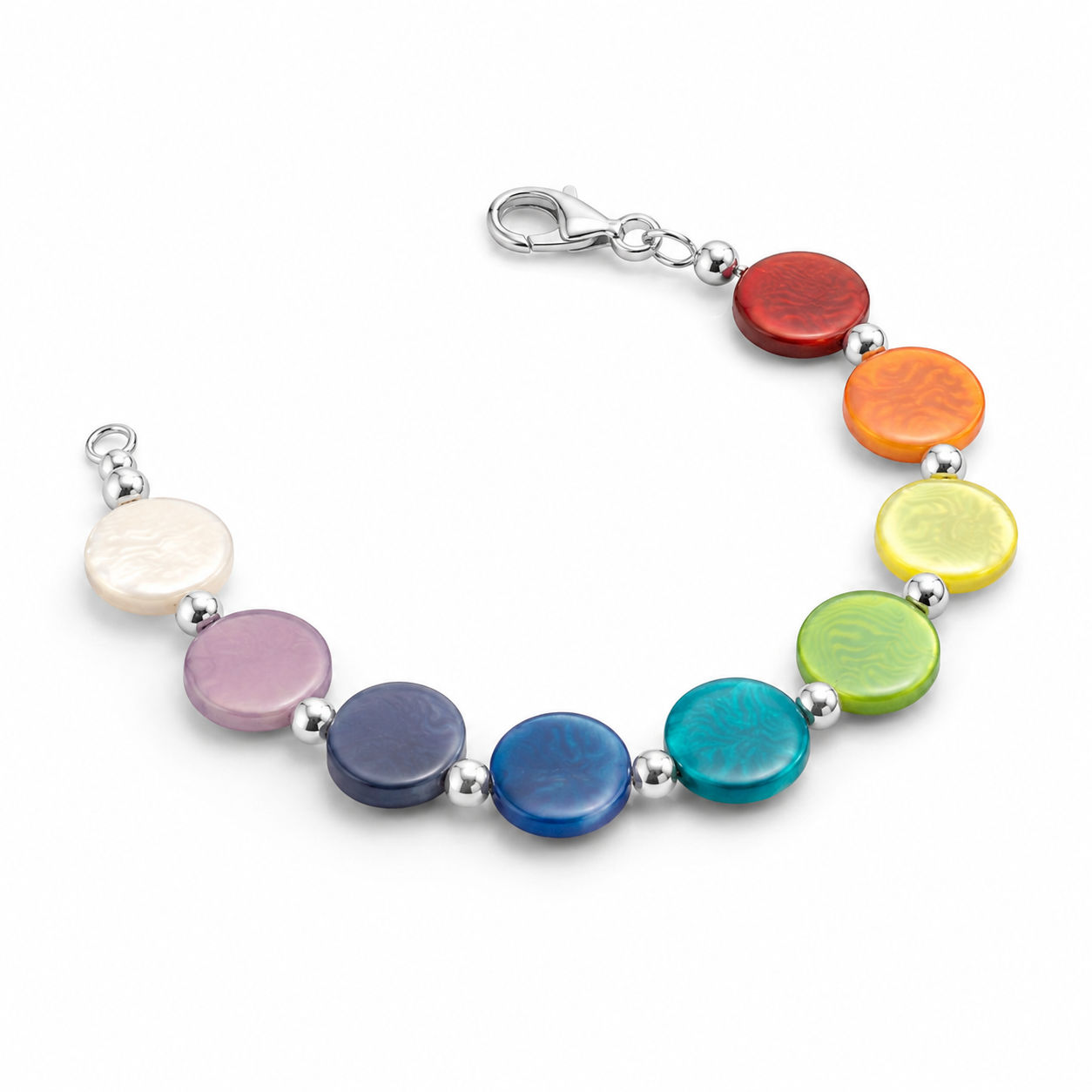 Rainbow Bracelet in Vegetable Ivory and Sterling Silver