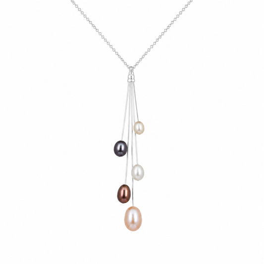 Shooting Stars Necklace – Five Pearls on Silver Chain