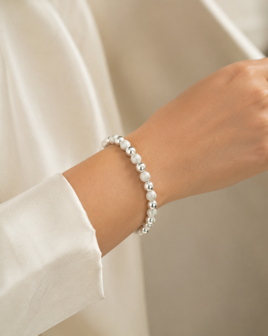 Cascade Bracelet – Silver Beads Waterfall Design