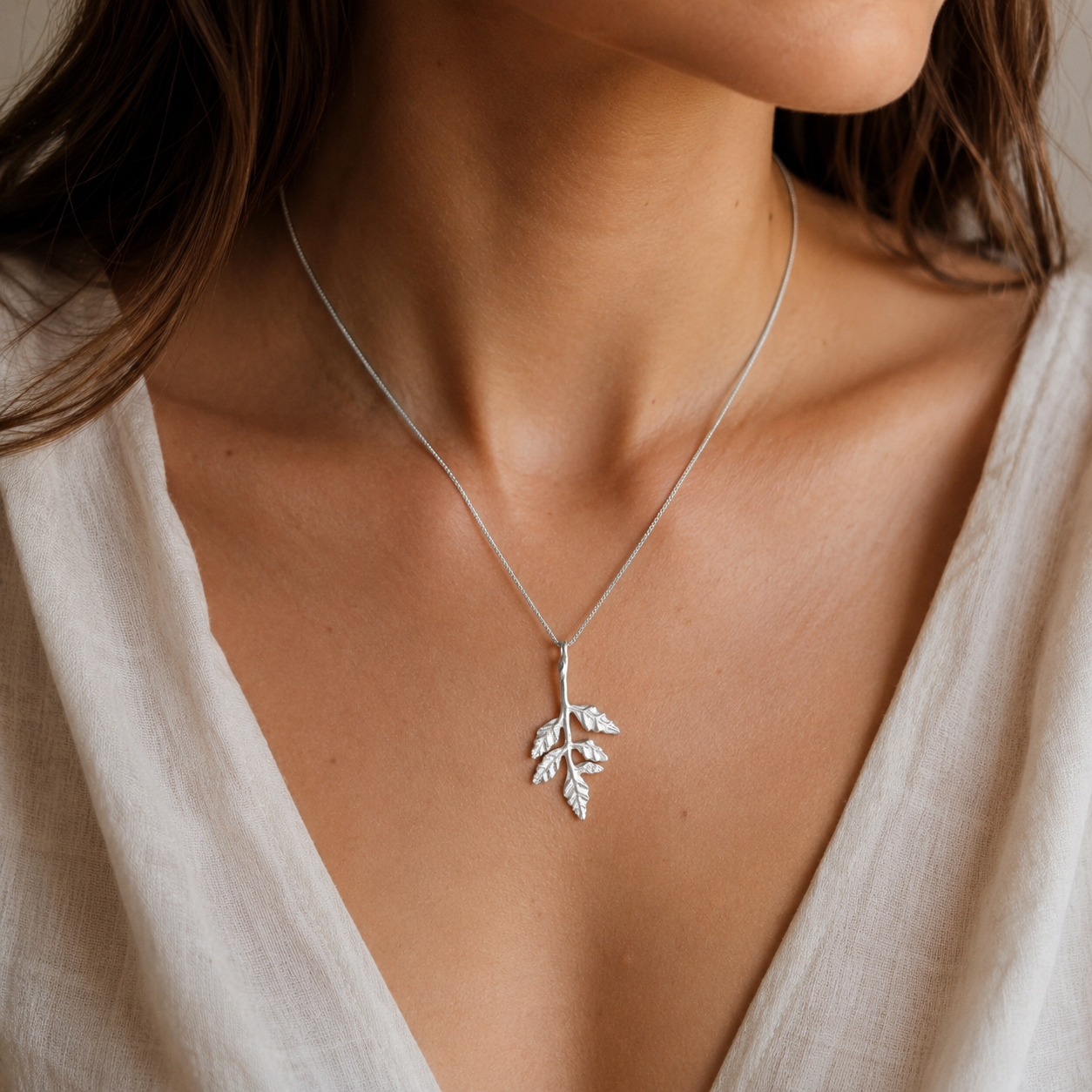 Branch Necklace – Carved Sterling Silver