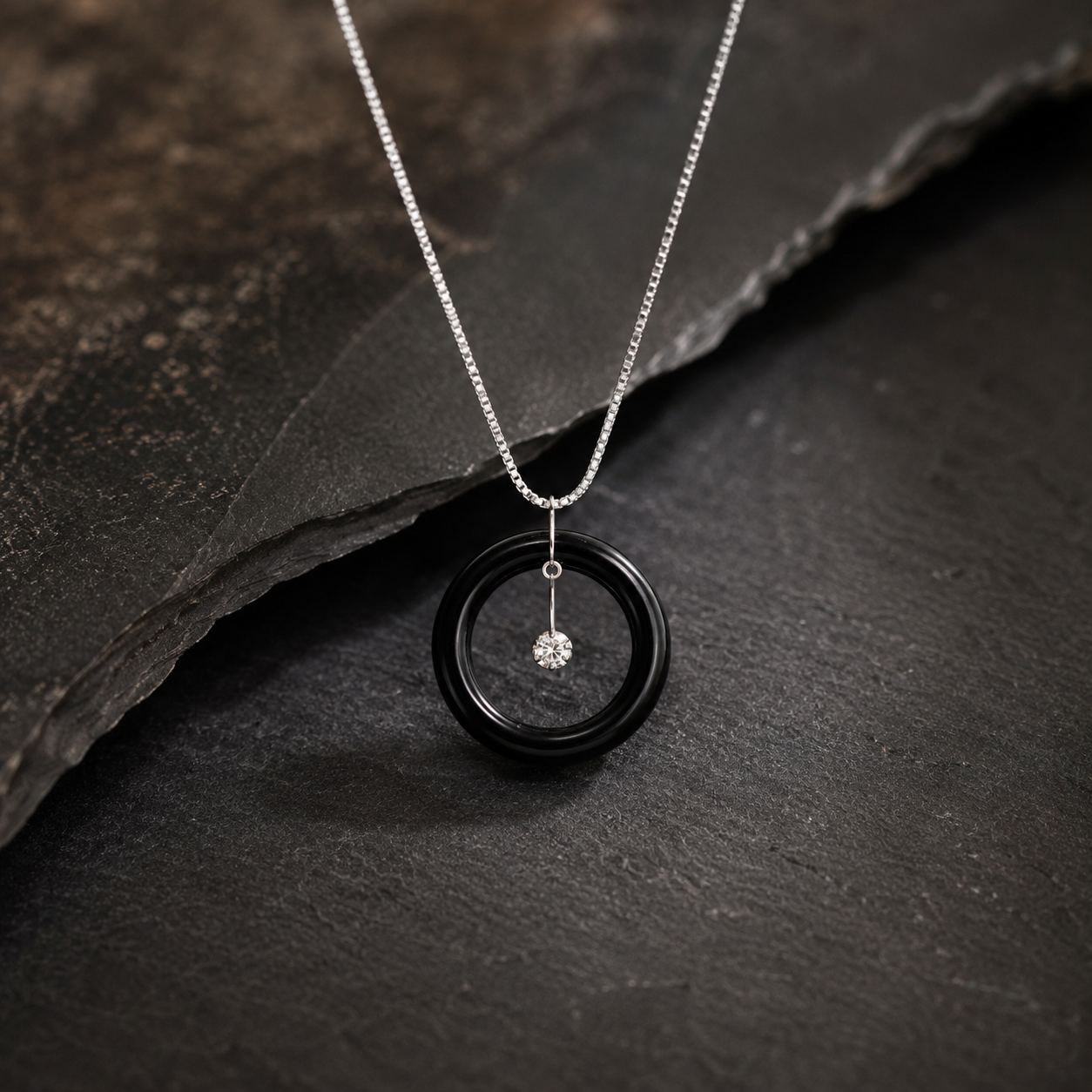 The Core Necklace – White Diamond & Black Vegetable Ivory