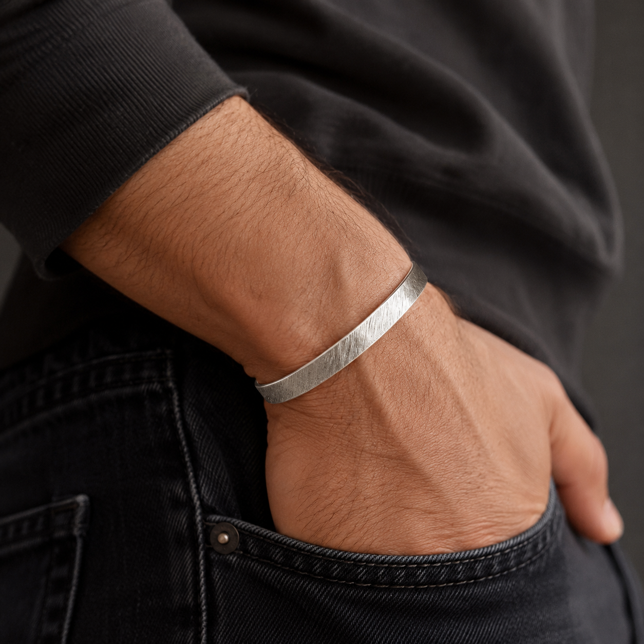 Rain Open Bangle in Sterling Silver