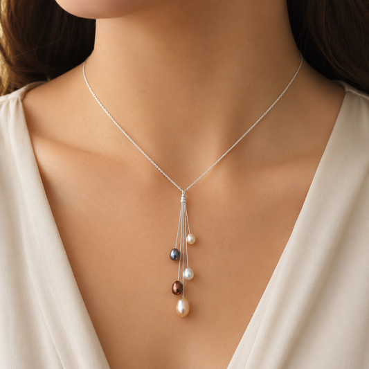Shooting Stars Necklace – Five Pearls on Silver Chain