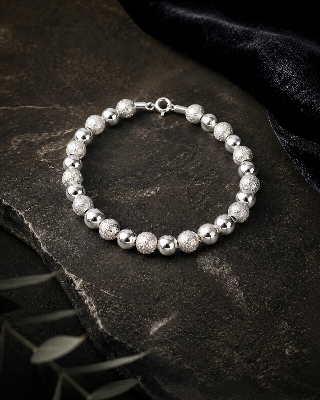 Cascade Bracelet – Silver Beads Waterfall Design