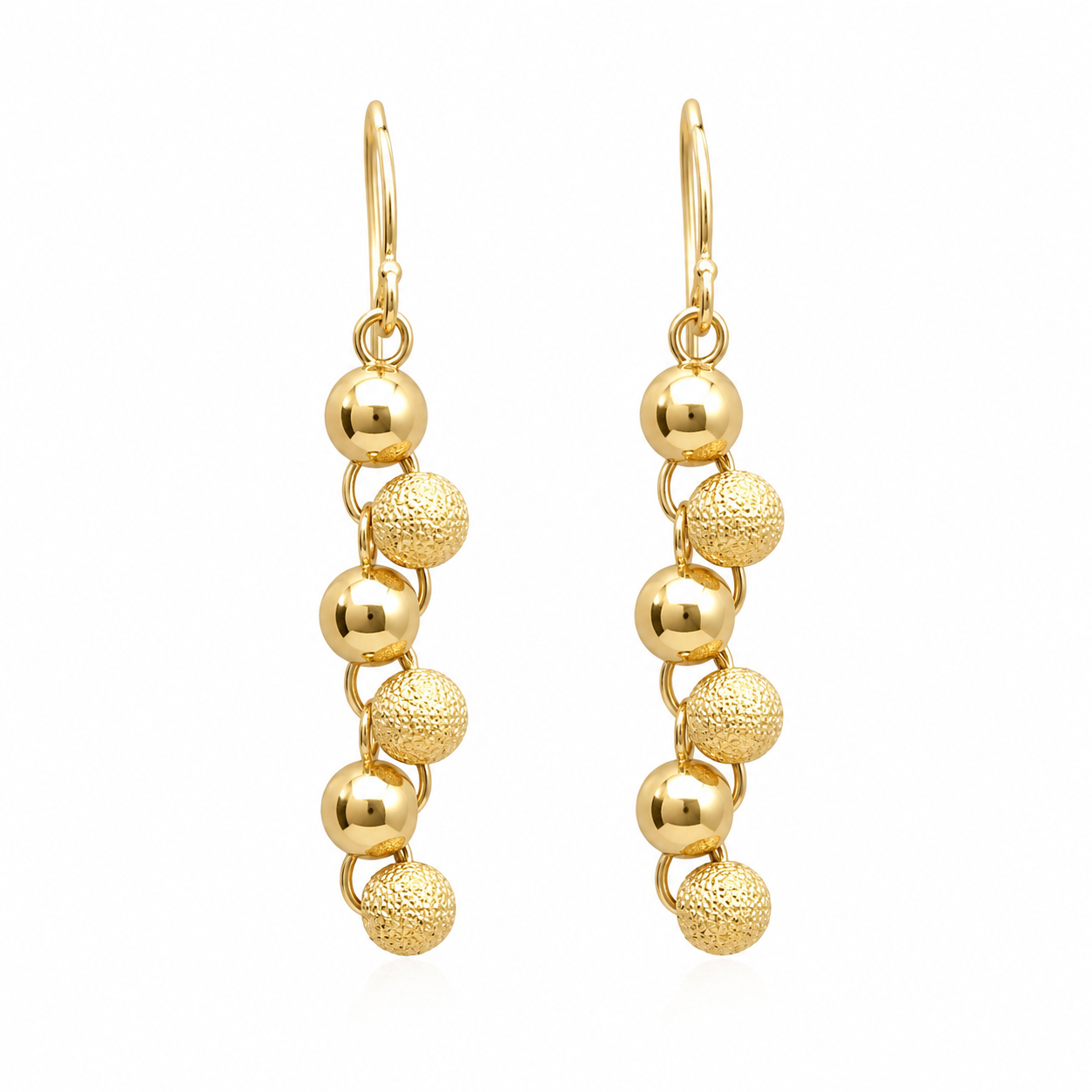 Cascade Earrings – Gold-filled Beads Waterfall Design