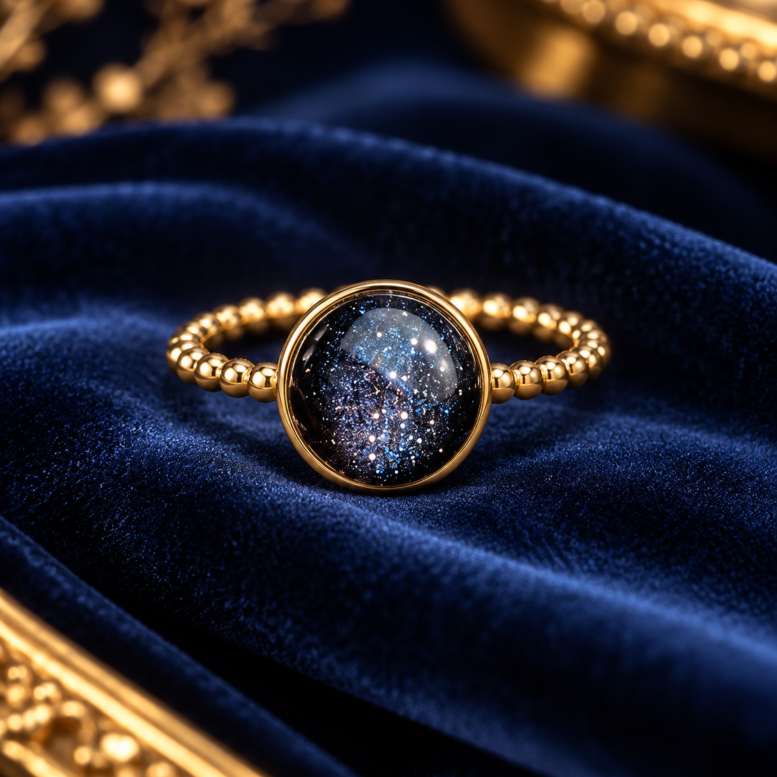 Blue Sandstone Cabochon Ring – One-of-a-Kind