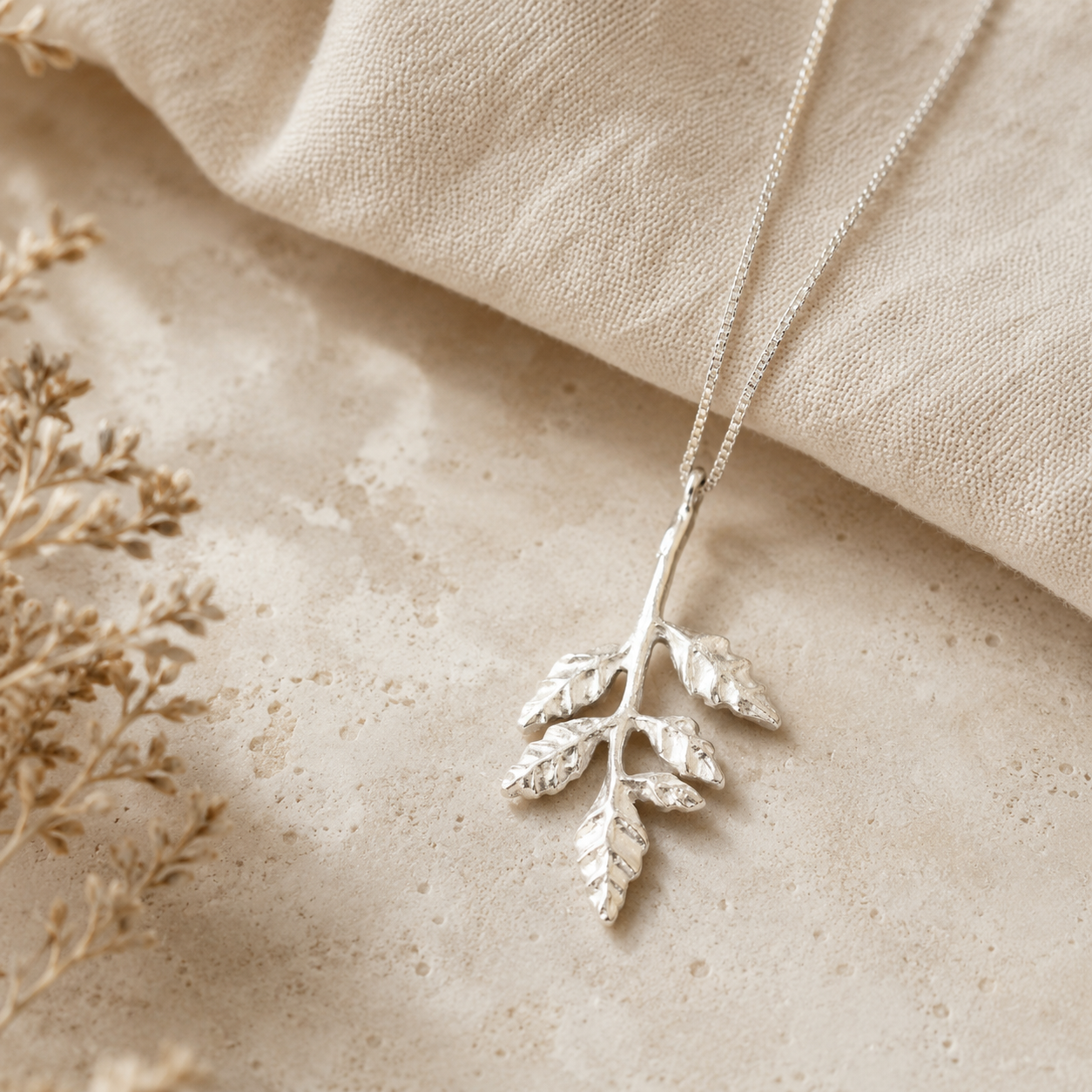 Branch Necklace – Carved Sterling Silver