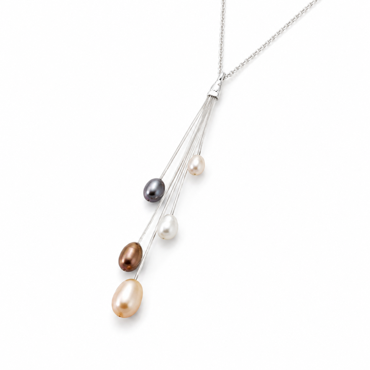 Shooting Stars Necklace – Five Pearls on Silver Chain