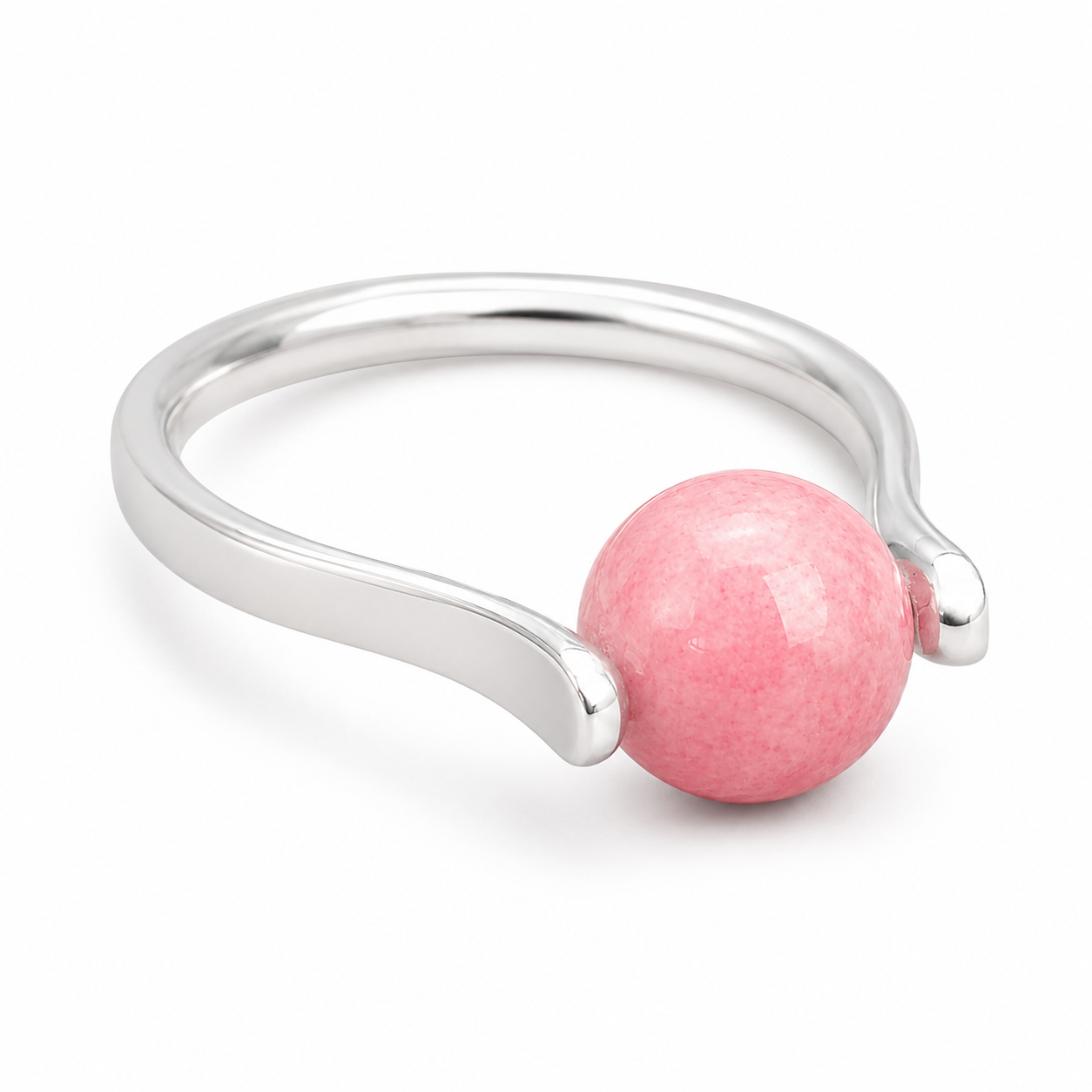 Red Jade Swivel Ring in Sterling Silver – Handmade Rotating Ring