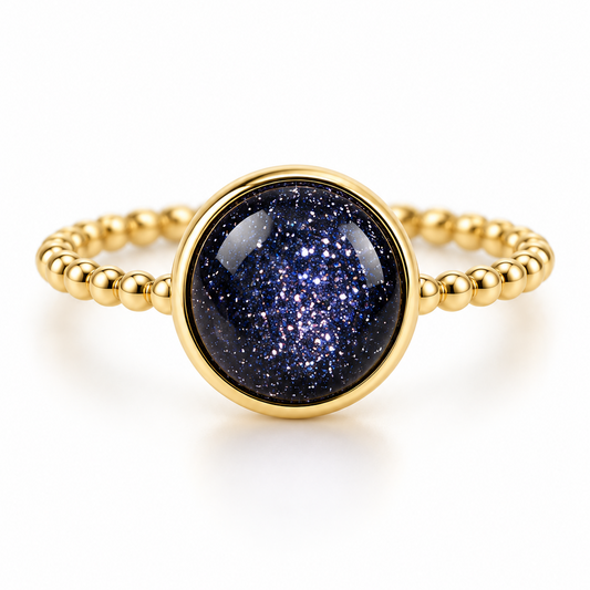 Blue Sandstone Cabochon Ring – One-of-a-Kind